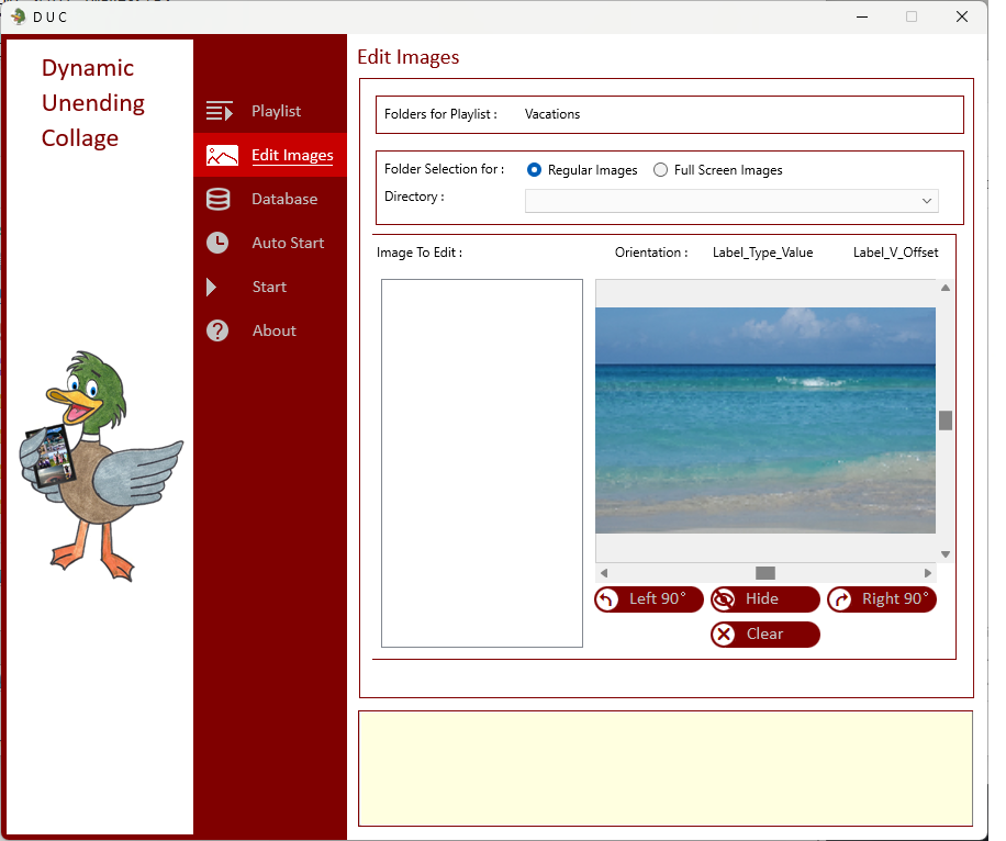 Program PlayList : Full Screen Images