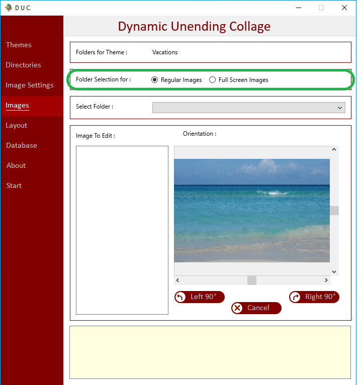 Images Tab